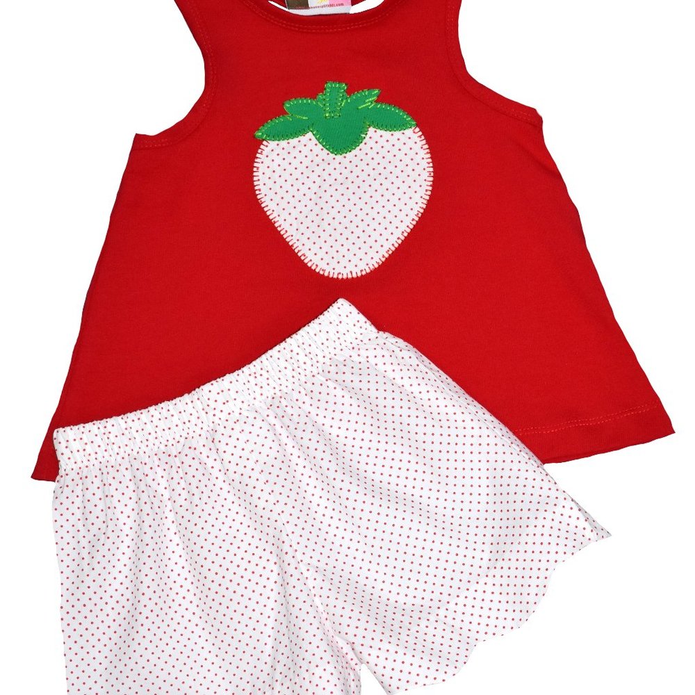 strawberry scalloped short set